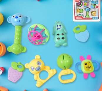 Kinder Rattles & Teething Set – Non-Toxic Shake & Grab Baby Toys (8 Pcs Set)
