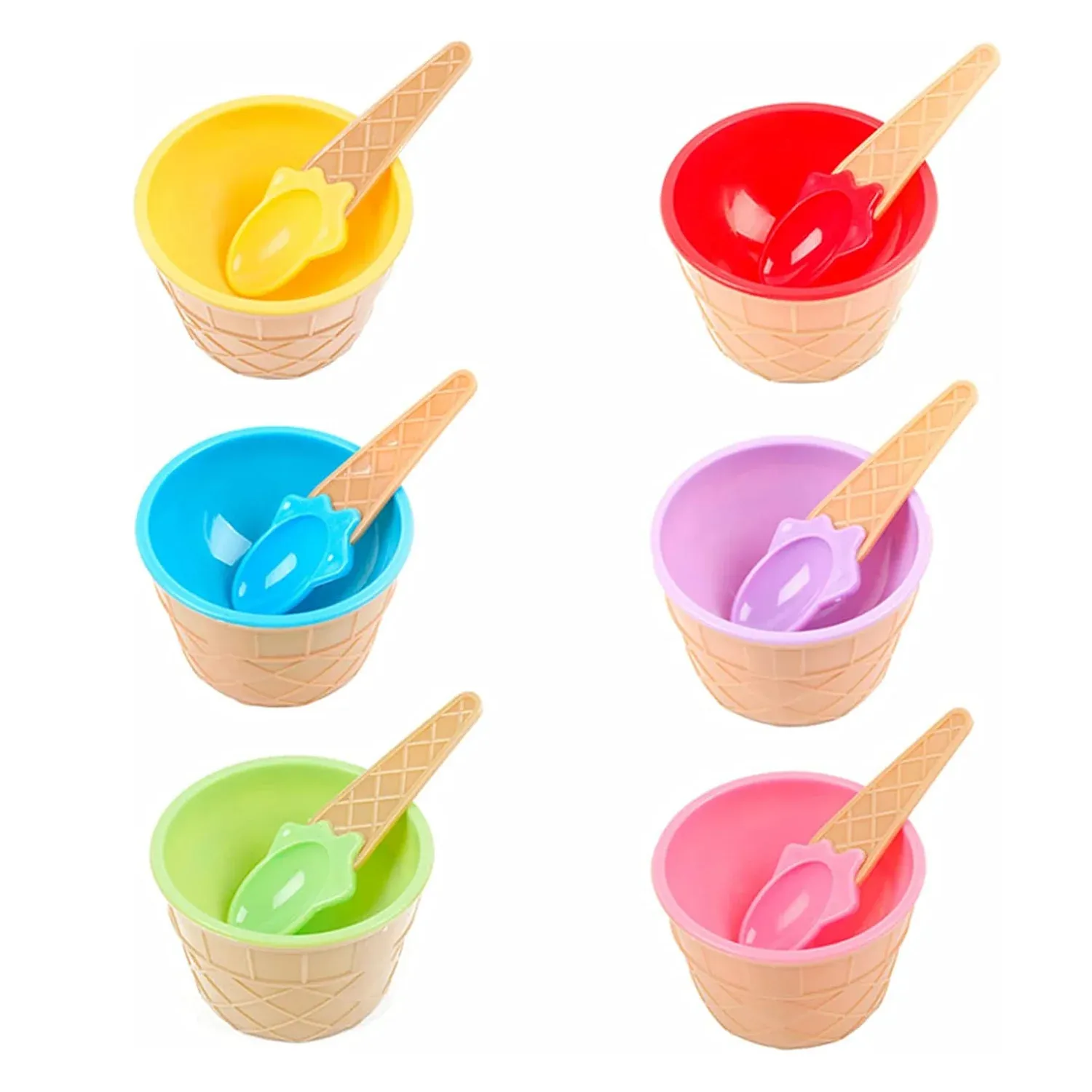 Premium Ice Cream Waffle Spoon Bowl Set (6-Piece , Color Box) - Detailed Feature View 3
