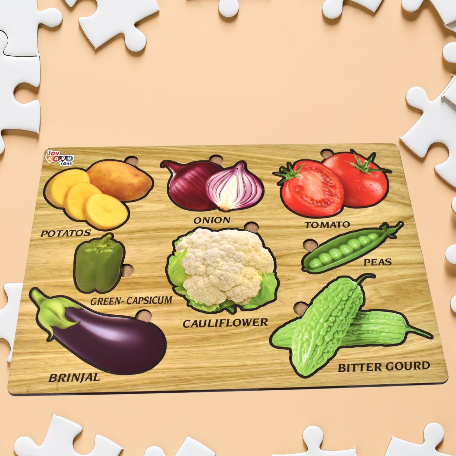 Premium Wooden Vegetable Puzzle Learning Educational Board (1 Set / 28×20 Cm) - Buy Online at Alikart