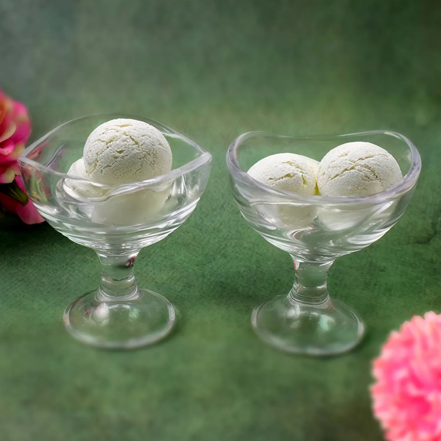 Glass Footed Dessert Bowl, Ice Cream Cup (2 Pcs Set) - Detailed Feature View 2