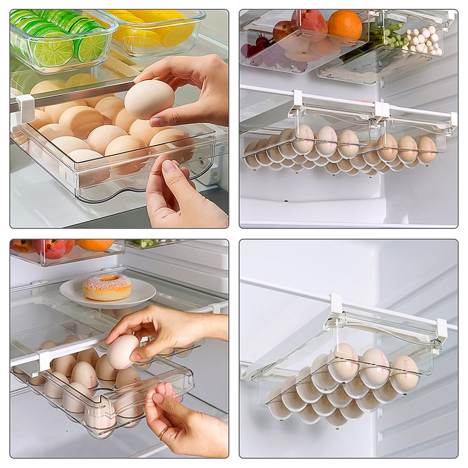 Egg Holder For Refrigerator Set Hanging Fridge Organizer Drawer (1 Pc) - Detailed Feature View 2