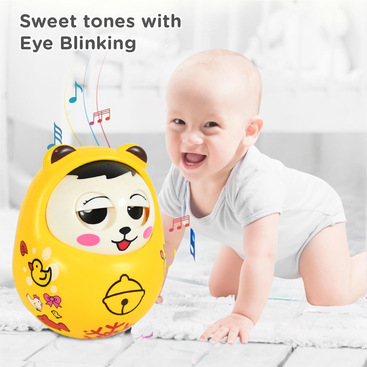 Musical Roly Poly Toy for Babies – Push & Shake Wobbling Doll - Detailed Feature View 4