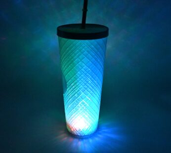Cup with Straw & LED Lighting Reusable Matte Studded Tumbler (1 Pc)
