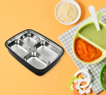 Black Transparent 4 Compartment Lunch Box for Kids and adults For Office, Travel, School