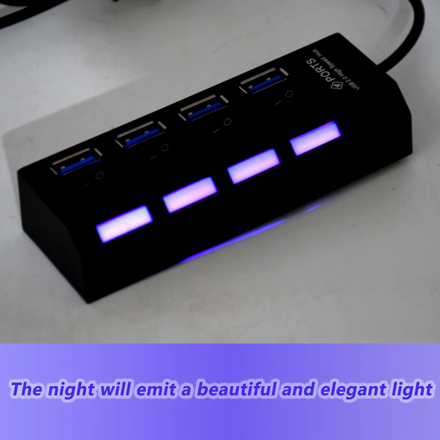 4 Port USB, HUB USB 2.0 HUB Splitter High Speed with On/Off Switch Multi LED Adapter - Detailed Feature View 2