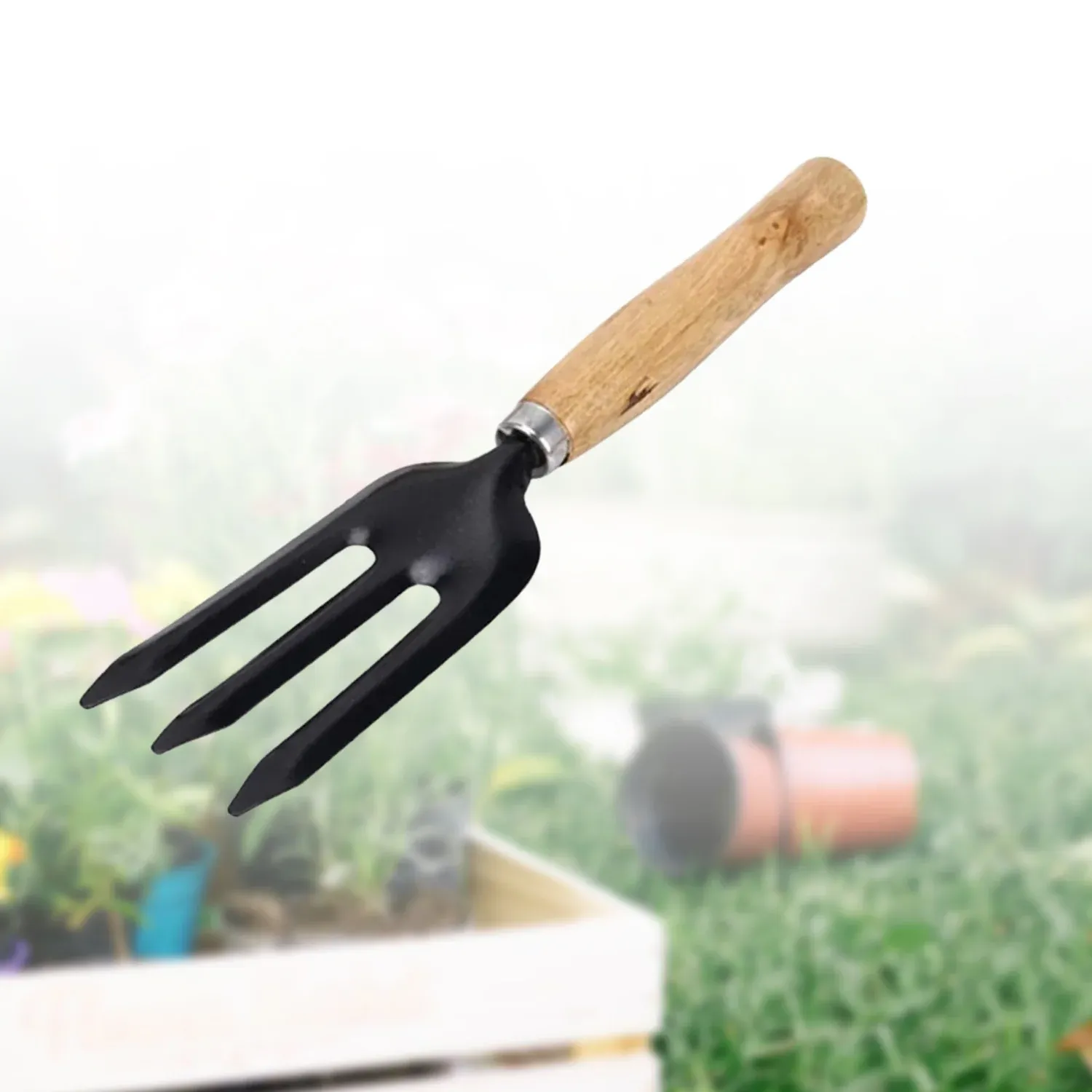 Hand Weeding Fork (Steel, Black) - Detailed Feature View 2