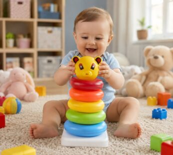 Plastic Baby Kids Teddy Stacking Ring Jumbo Stack Up Educational Toy 1 Set