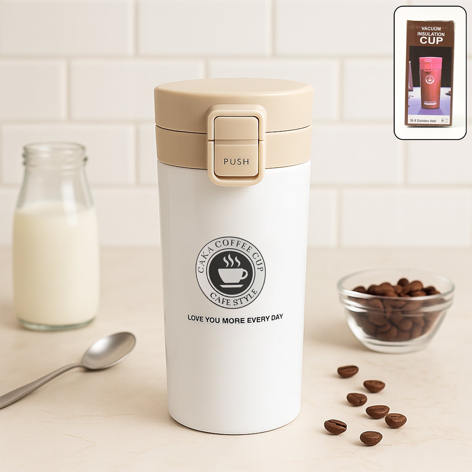 Premium Customize Stainless Steel Vacuum Insulated Coffee Flask (400ML / 1 Pc) - Buy Online at Alikart