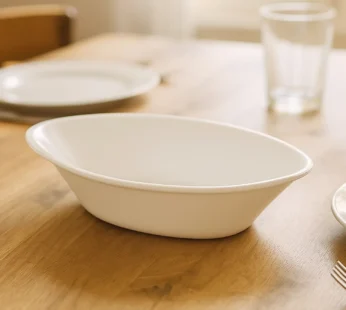 Plastic Marin Serving Bowl – Elegant Oval Deep Bowl (1 Pc / White)