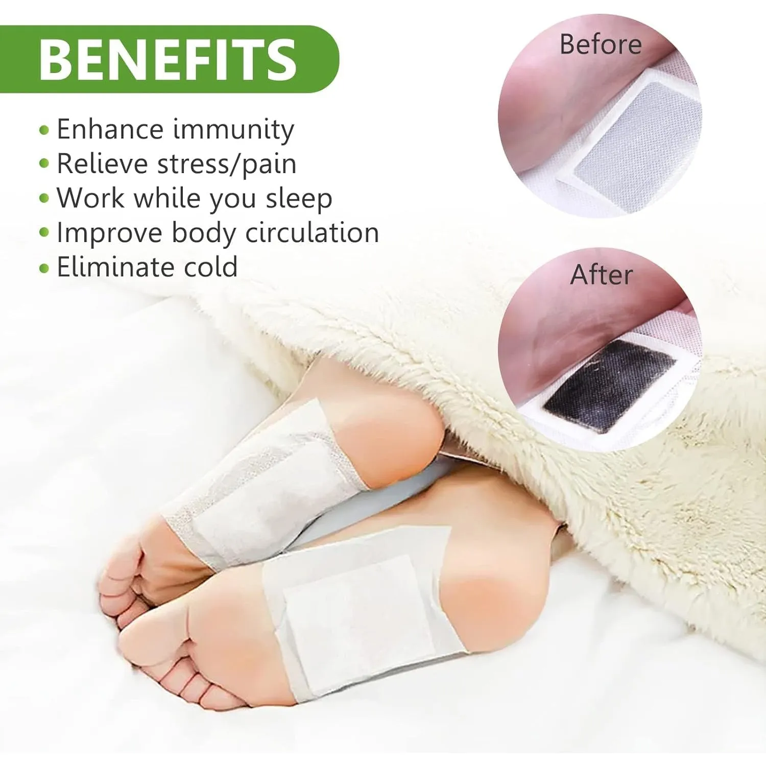 kinoki Cleansing Detox Foot Pads, Ginger & salt Foot Patch -10pcs (Free Size, White) - Detailed Feature View 4