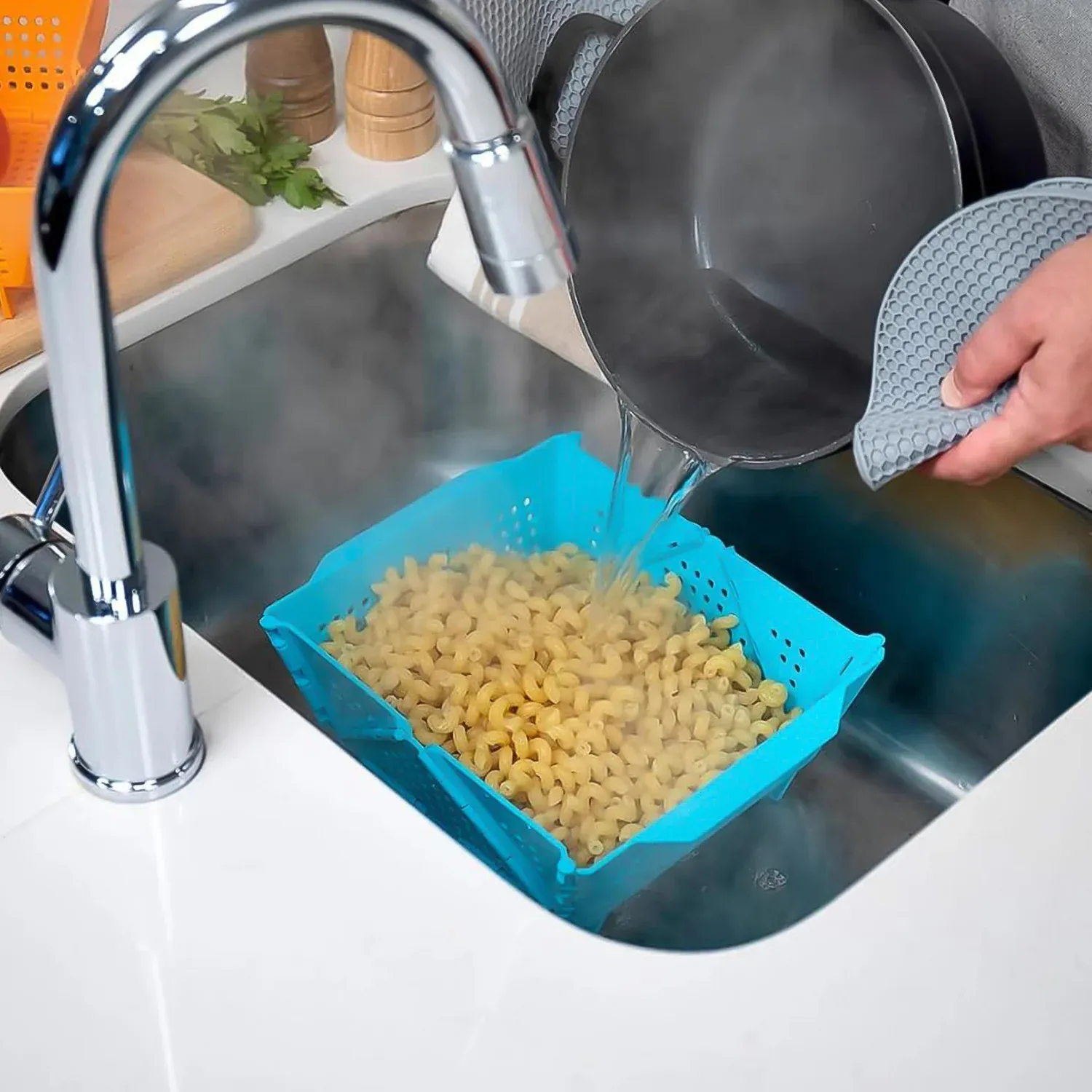 Flexi fold Storage Basket Box with Holes Ventilated Design (23×20 Cm / 1 Pc) - Detailed Feature View 4