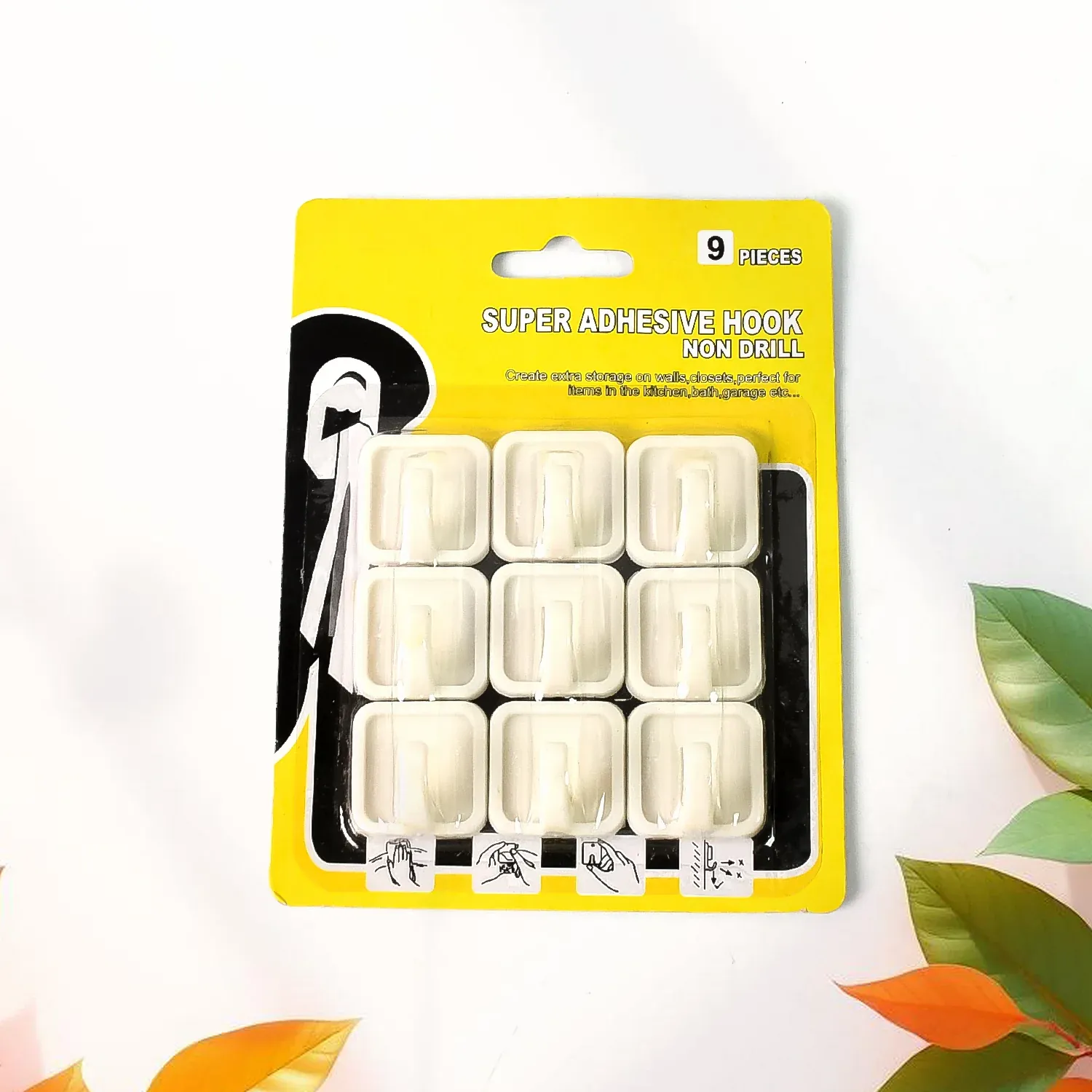 Adhesive Hooks for Wall Hanging Clothes Strong Adhesive Hooks (9 pcs Set) - Detailed Feature View 4