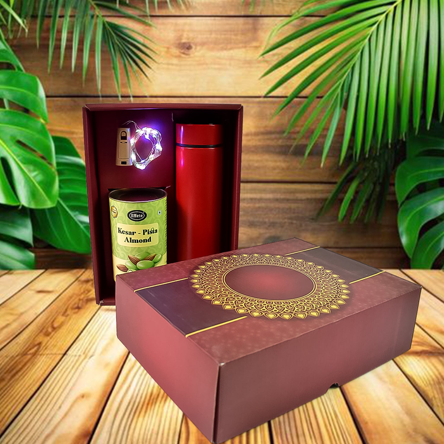 Premium Personalized Temperature Bottle with Light and Kesar Pista Chocolate 3 Pc Set - Buy Online at Alikart