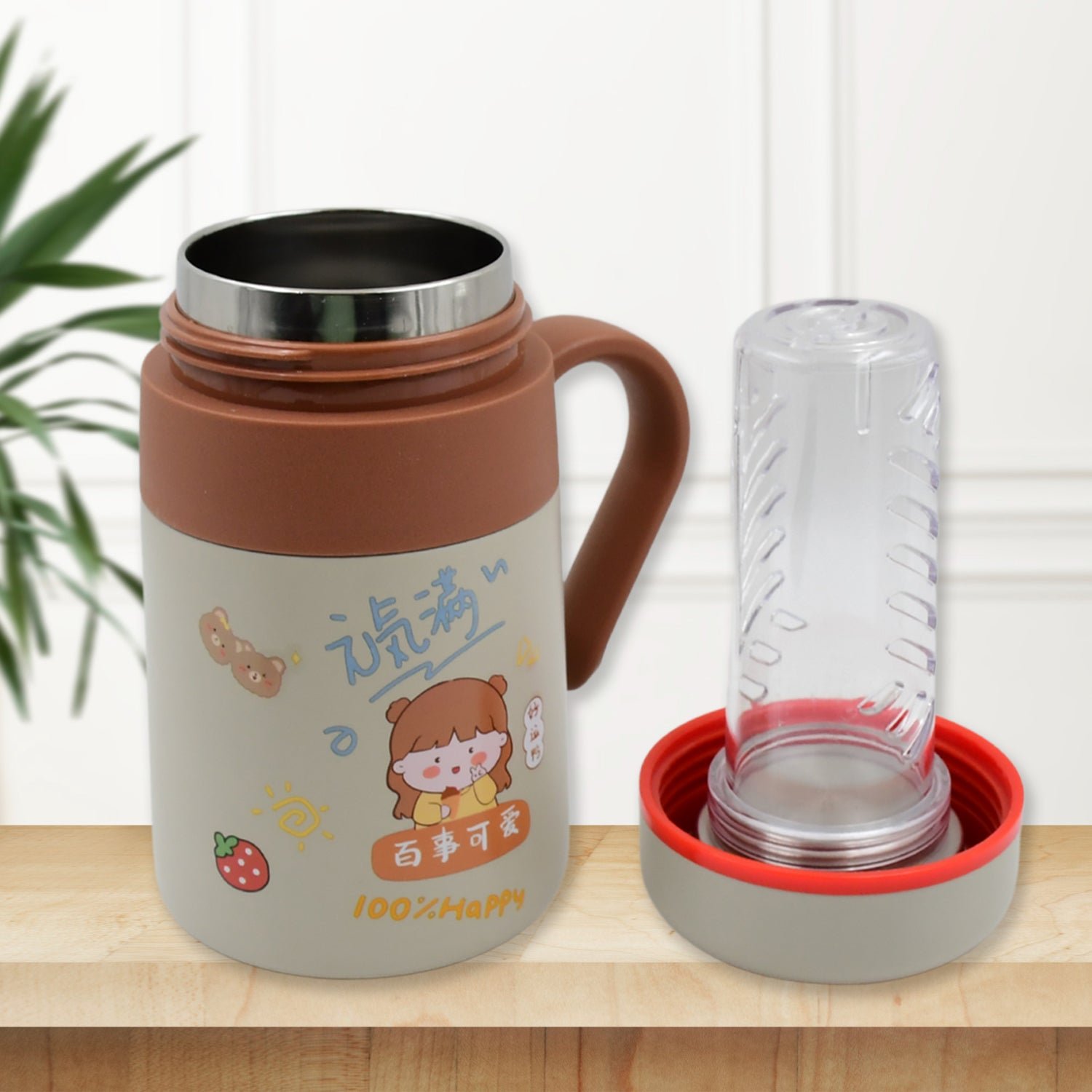 Premium Stainless Steel Mug / Bottle Vacuum Insulated Cup Handle & Small cup (550 ML) - Buy Online at Alikart