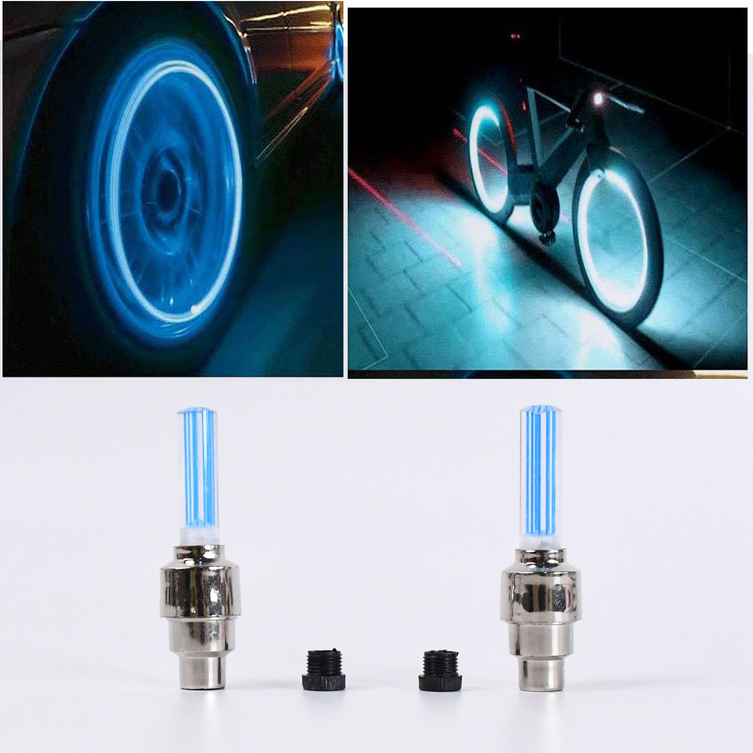 Premium LED Flash Light lamp tyre Wheel Valve Sealing caps (2 Pc / Mix Color) - Buy Online at Alikart