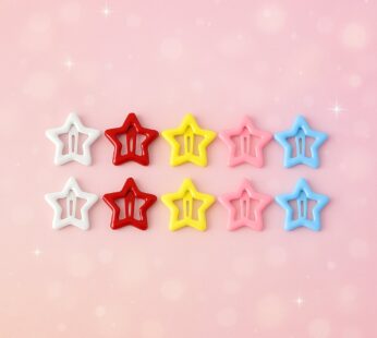 Metal Printed Star Shape Hair Clips (10 Pcs Set)