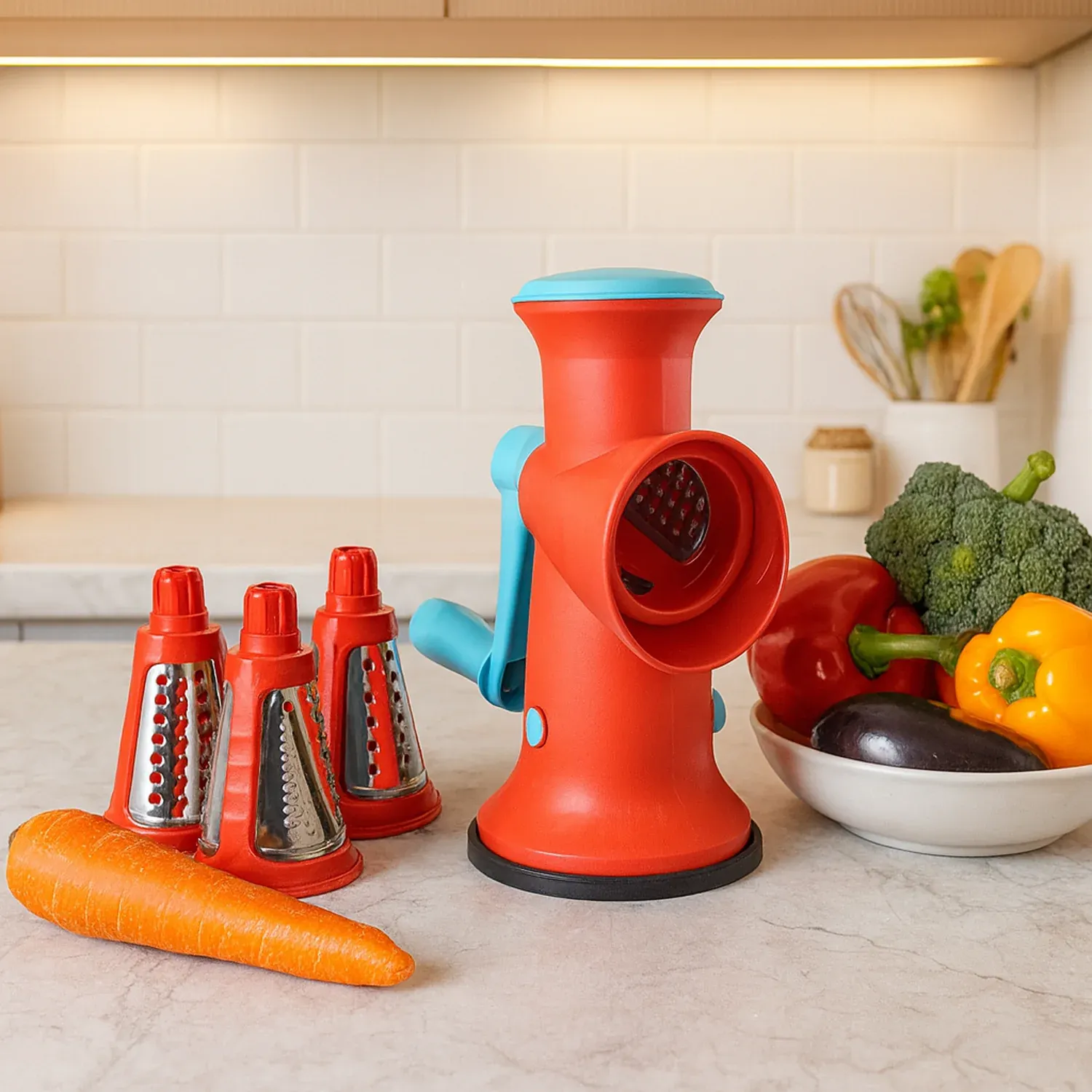 Premium Apex 4 in 1 Signature Rotary Grater with Interchangeable Blades - Buy Online at Alikart