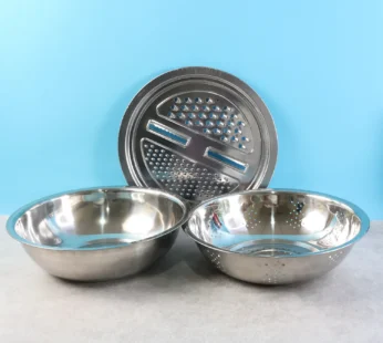 3-in-1 Stainless Steel Mixing, Straining & Grater Bowl Set