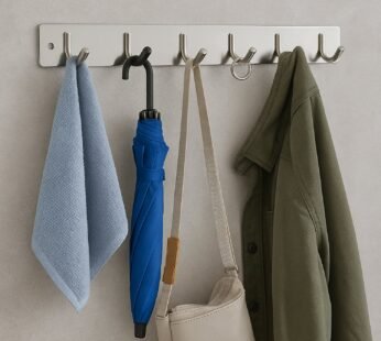Stainless Steel Wall Mounted Coat 6 Hook Rack (32×3 / 1Pc)