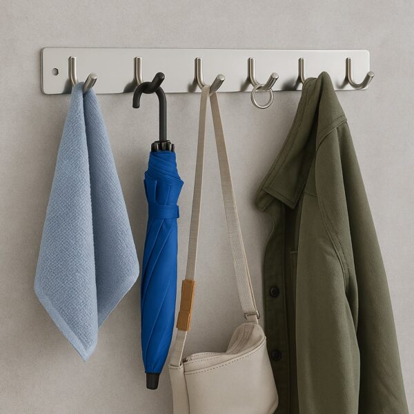 Stainless Steel Wall Mounted Coat 6 Hook Rack (32×3 / 1Pc)