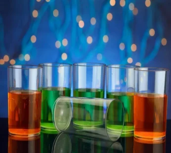 Heavy unbreakable Plastic Clear look fully Transparent Glasses Set 330ml (6pcs)