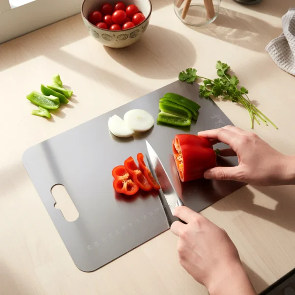 Stainless Steel Chopping Board – Premium Metal Cutting Surface with Measurement Scale (1 Pc)