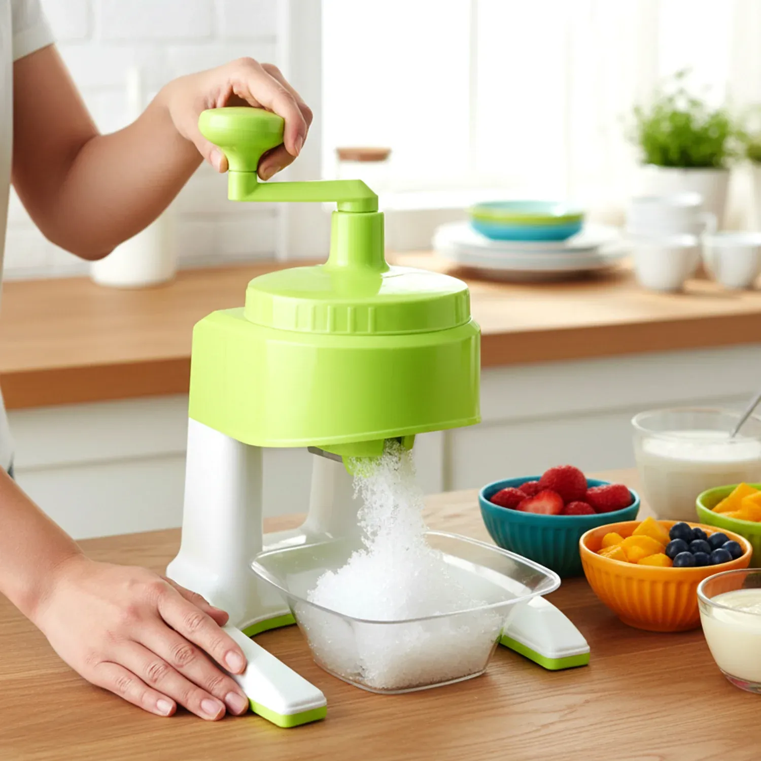 Manual Hand Crank Ice Crusher Snow Maker Machine (1 Set Mix Color) - Detailed Feature View 2