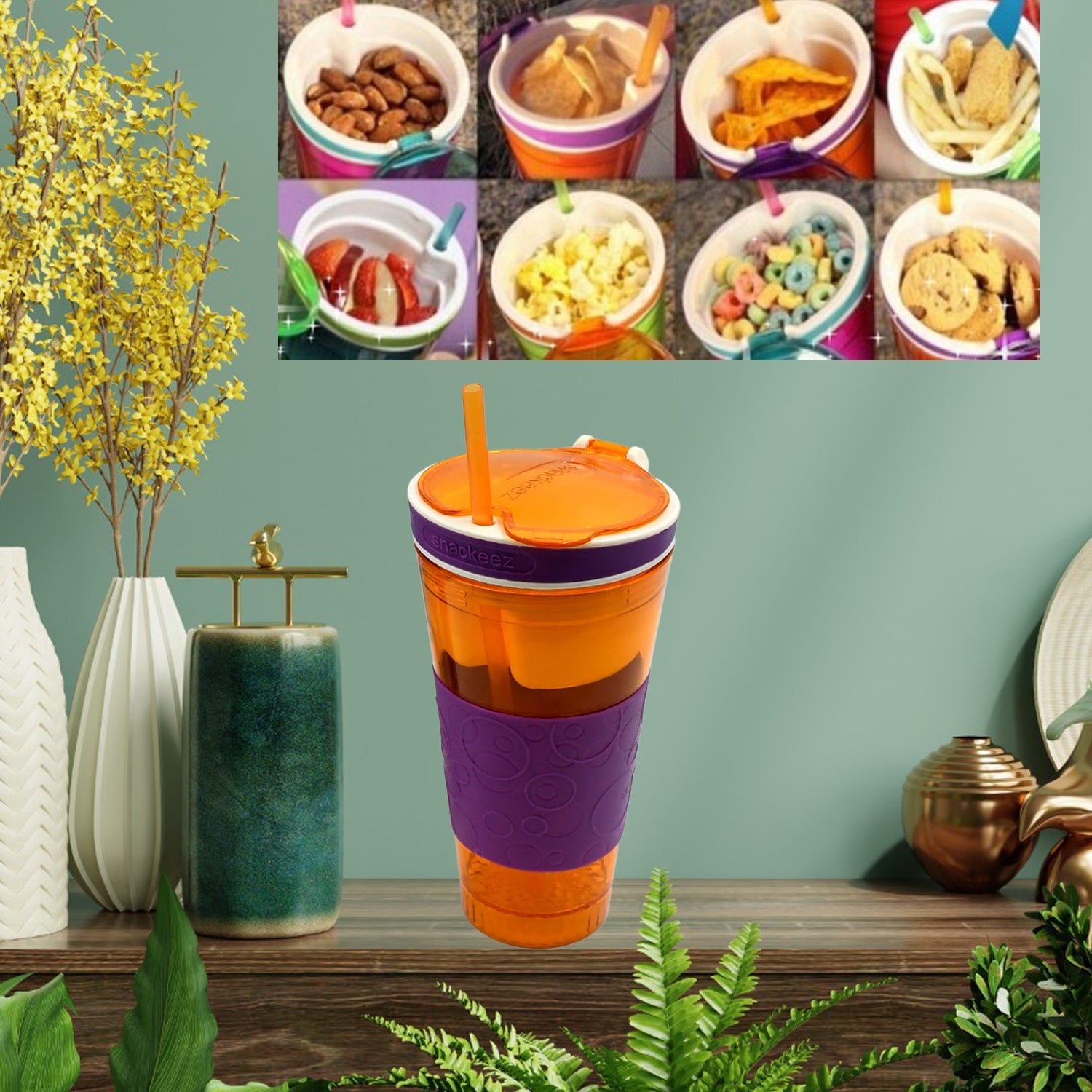 Premium 2 in 1 Snack & Drink Snackeez Travel Cup in One Container (1pc) - Buy Online at Alikart