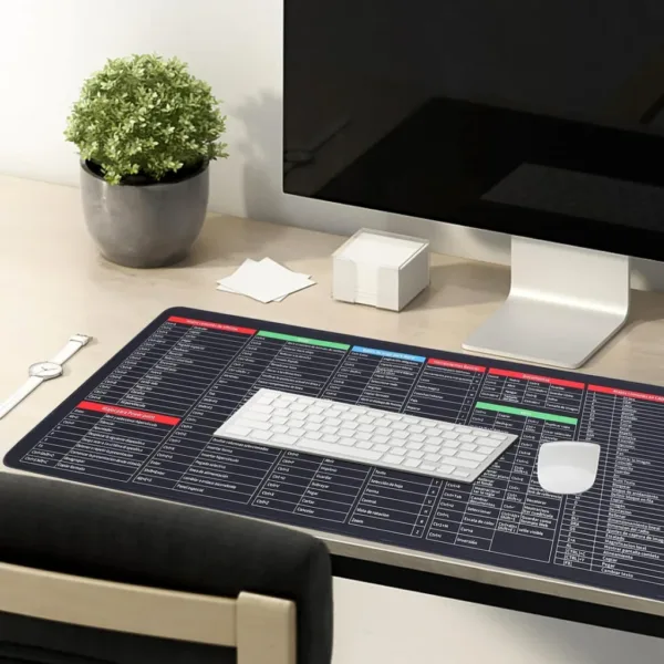 Super Large Shortcut Keyboard Mouse Pad – Anti-Slip Desk Mat (80×30 cm)