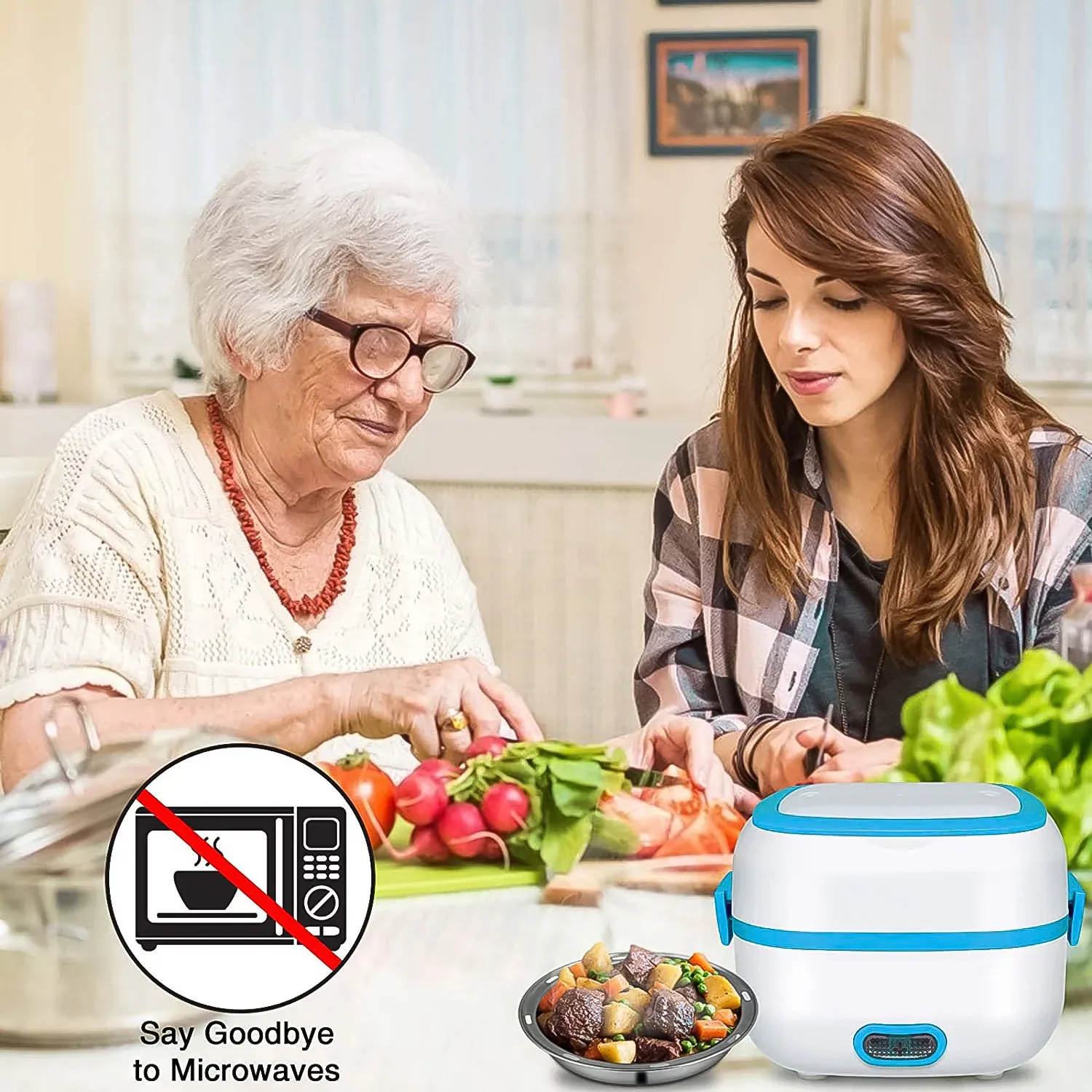Electric Lunch Box, 3 In 1 Food Heater / Cooker / Steamer with Stainless (1 Set) - Detailed Feature View 4