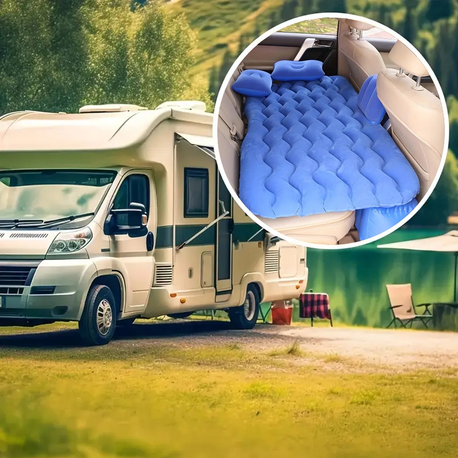 Portable Car Backseat Inflatable Air Mattress Bed (1 Pc) - Detailed Feature View 2