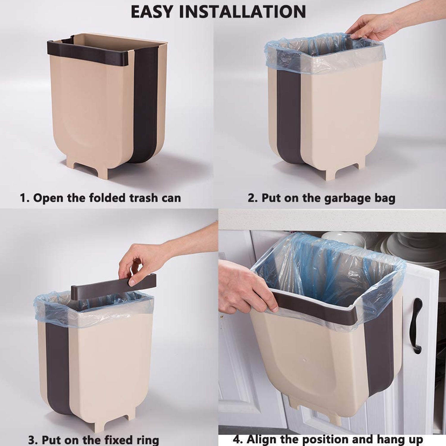 Hanging Trash Can for Kitchen Cabinet Door, Hanging Trash Holder for Bathroom Office - Detailed Feature View 2