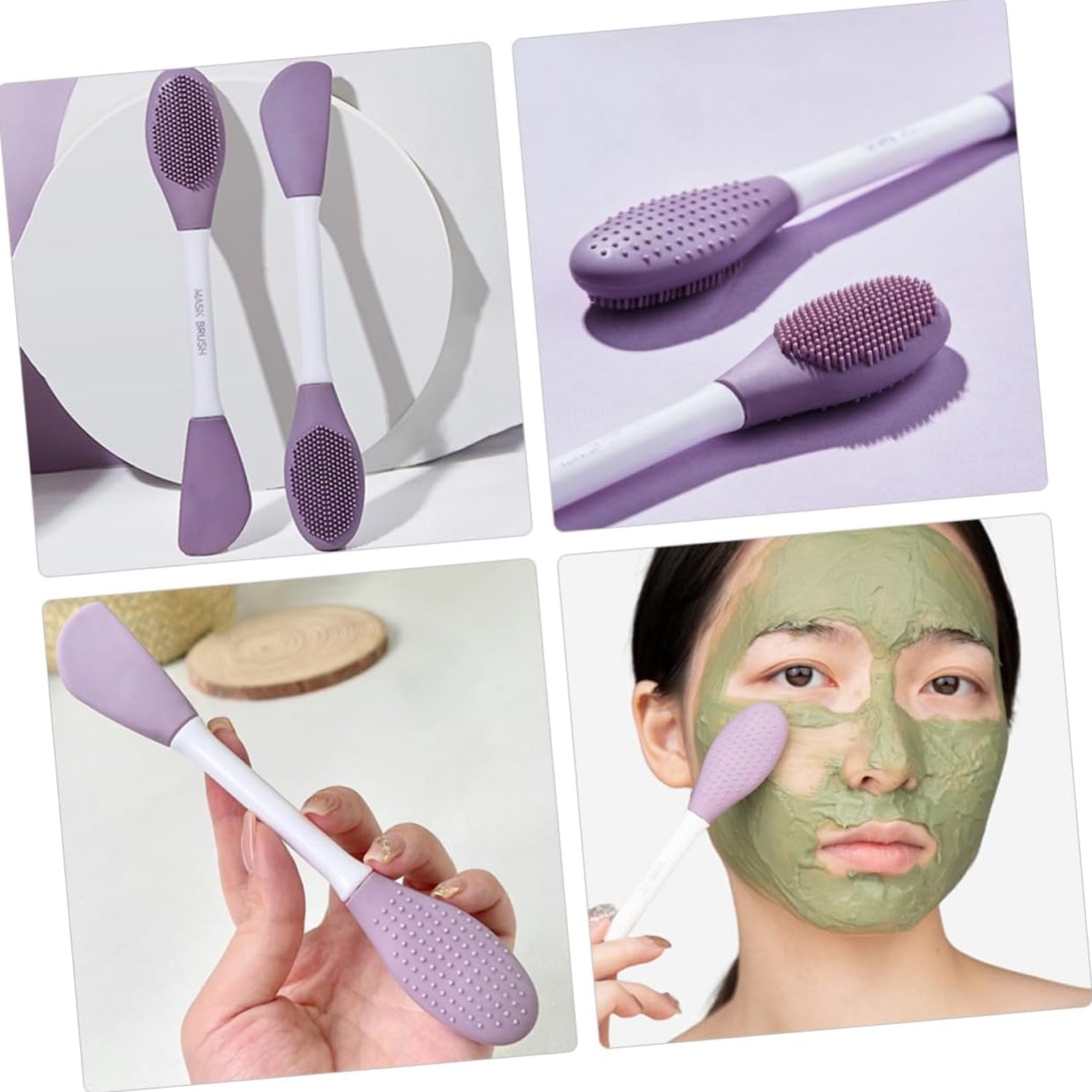 Double-Headed Silicone Mask Brush – Facial Cleansing & Mask Application Tool (1 Pc) - Detailed Feature View 6