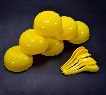 Plastic Soup Bowl & Spoon Set for Kitchen (6-Pcs)