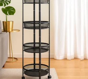 4-Layer Round Metal Folding Storage Trolley (1 Pc)
