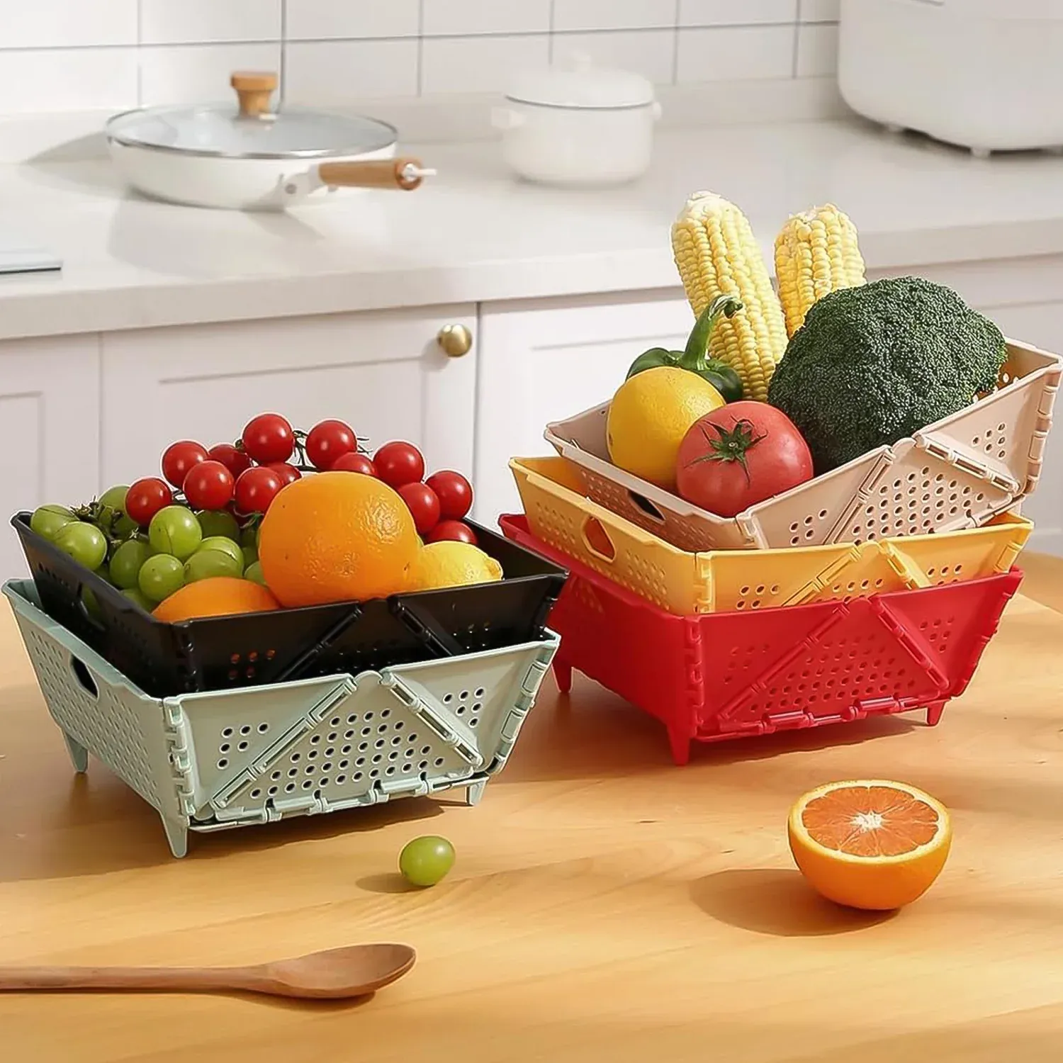 Flexi fold Storage Basket Box with Holes Ventilated Design (23×20 Cm / 1 Pc) - Detailed Feature View 5