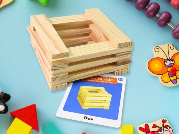 Wooden Pattern Brain Puzzles 20 Pcs Wooden Strips, 40 Pattern Cards (1 Set)