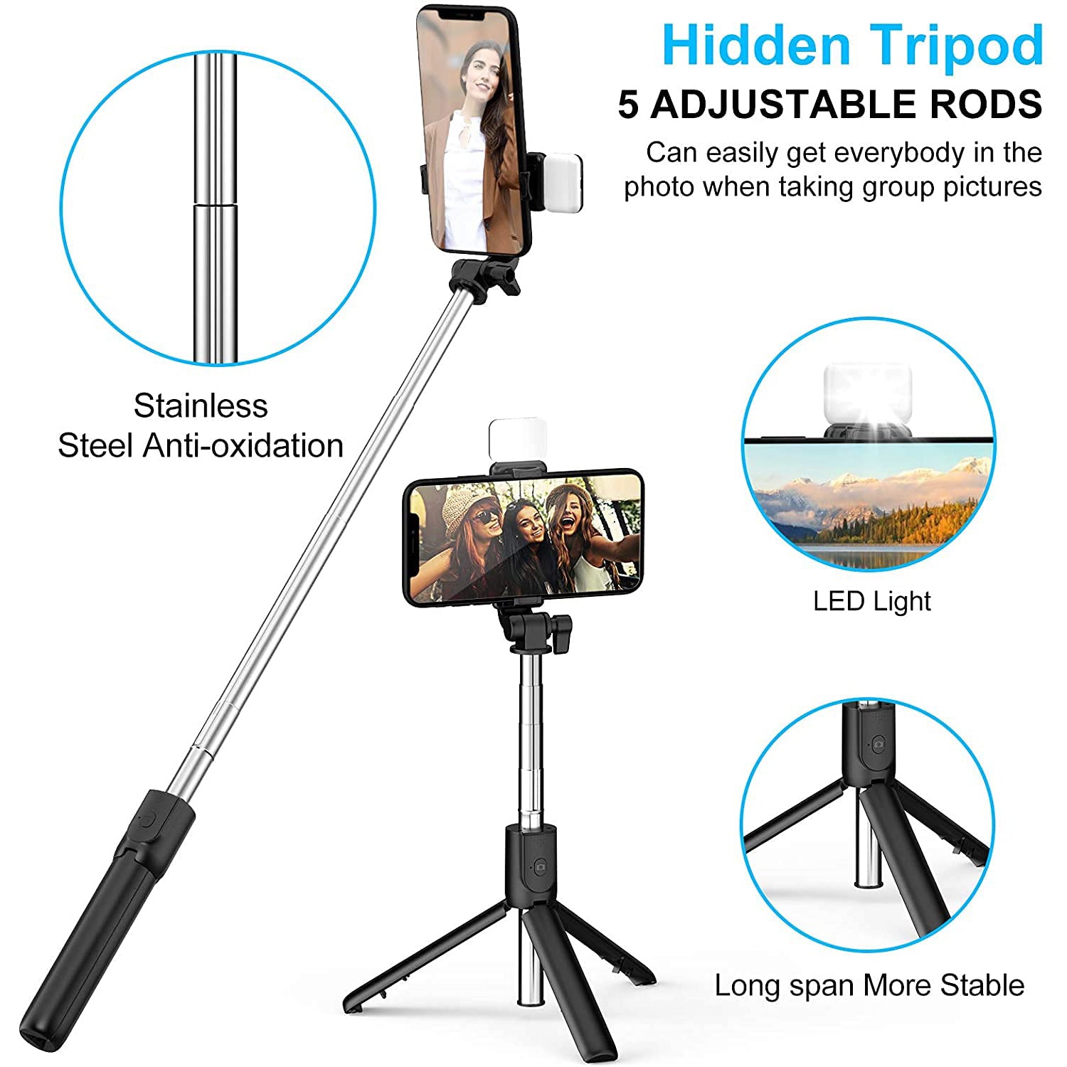 3 in 1 Wired Selfie Stick with Extendable Handle (70 Cm Long) - Detailed Feature View 2