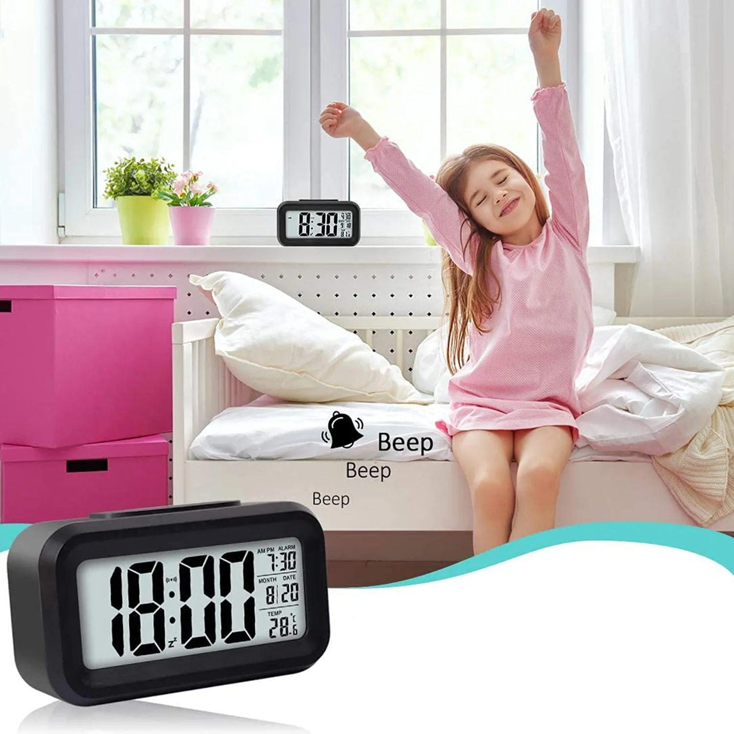 Digital LCD Alarm Clock with Backlight (1 Pc) - Detailed Feature View 5