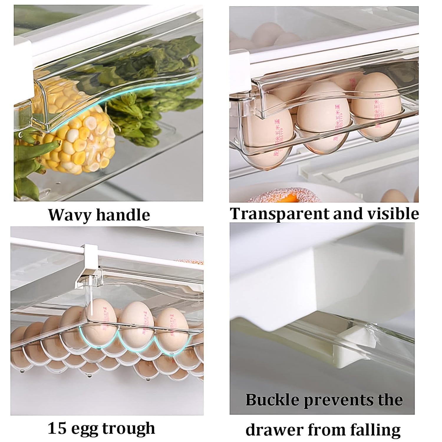 Egg Holder For Refrigerator Set Hanging Fridge Organizer Drawer (1 Pc) - Detailed Feature View 5