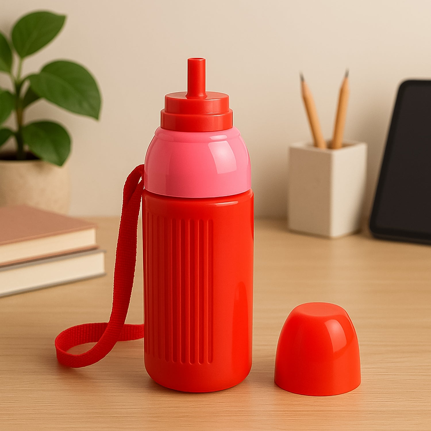 500ml Insulated Sports Water Bottle with Dori & Straw: Leakproof, BPA-Free, Kids - Detailed Feature View 3