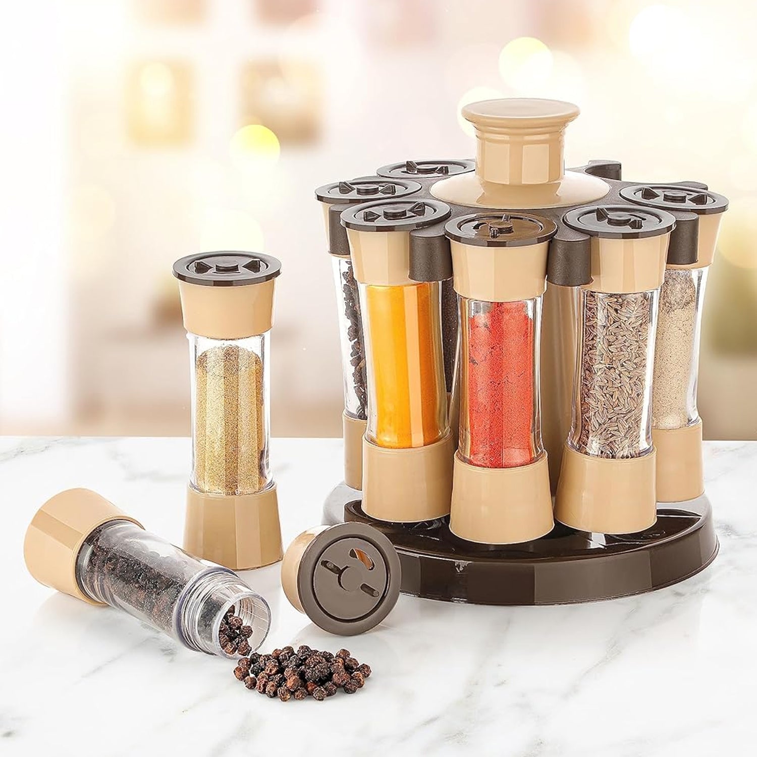 Premium 360 Revolving Spice Rack for Kitchen and Dining Table, 8 Spice jars - Buy Online at Alikart