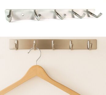 Stainless Steel Wall Mounted Coat 5 Hook Rack (26×3 / 1 Pc)