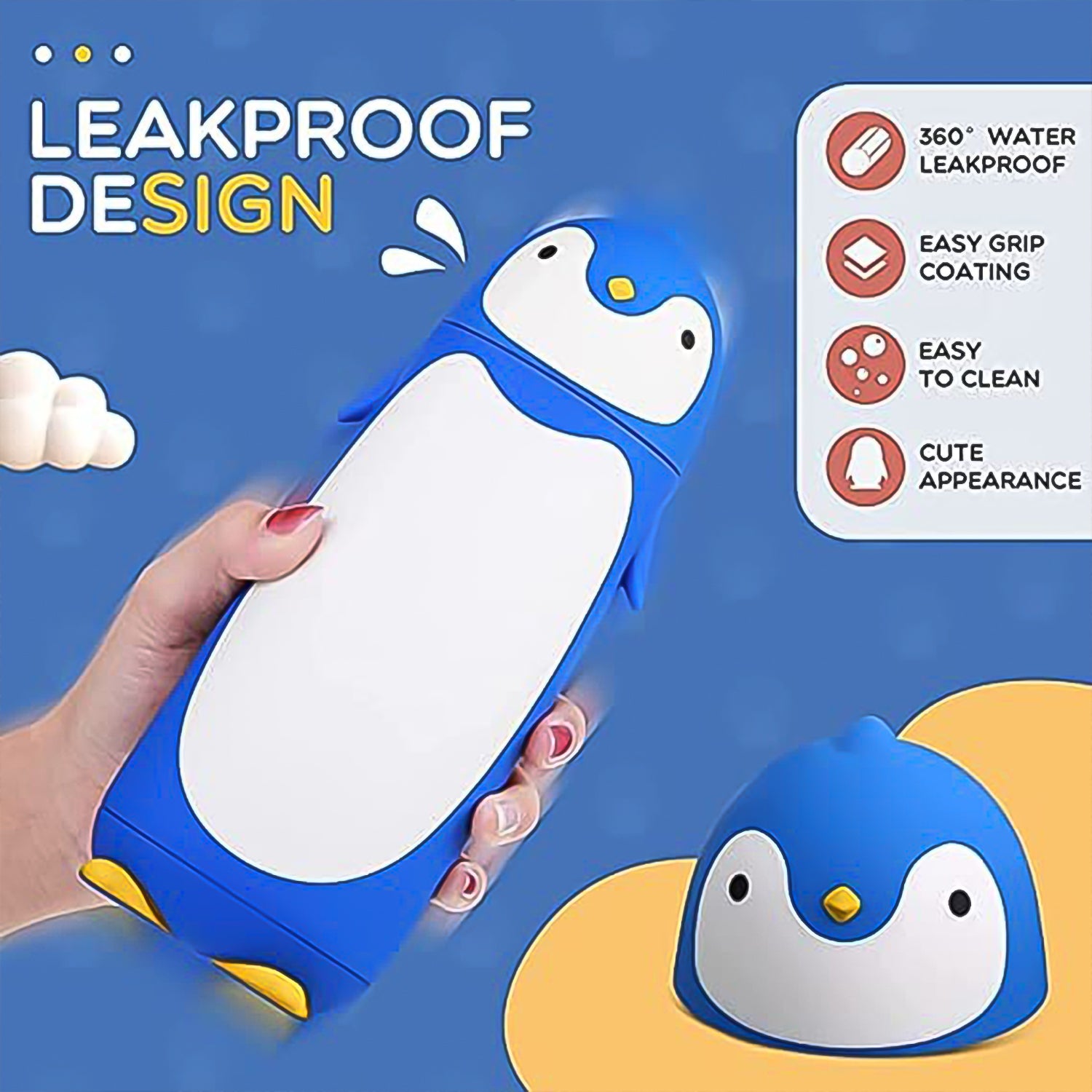 Penguin Water Bottle Penguin Cartoon Water Bottle - Detailed Feature View 2