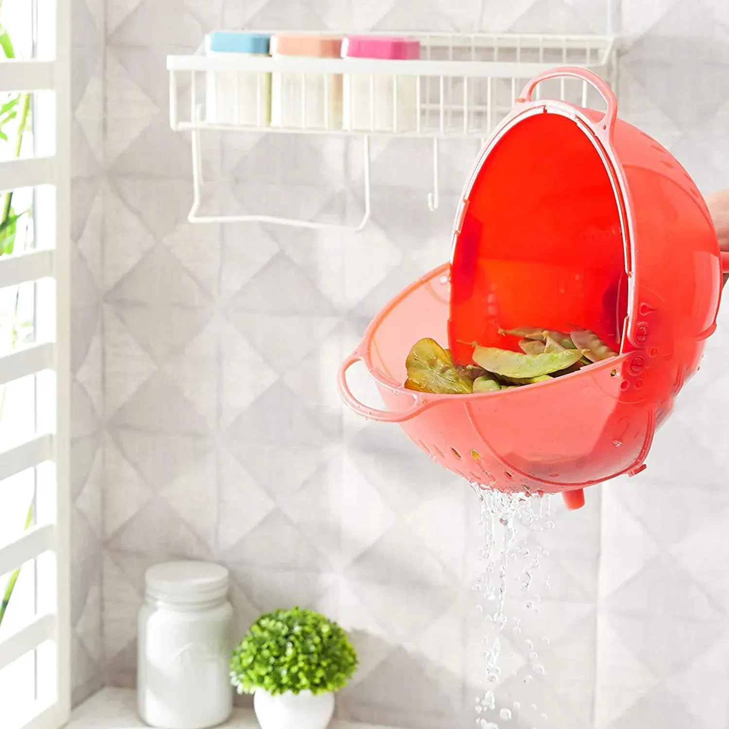 Revolving Multi-Functional Rice and Fruit Wash Basket - Detailed Feature View 5