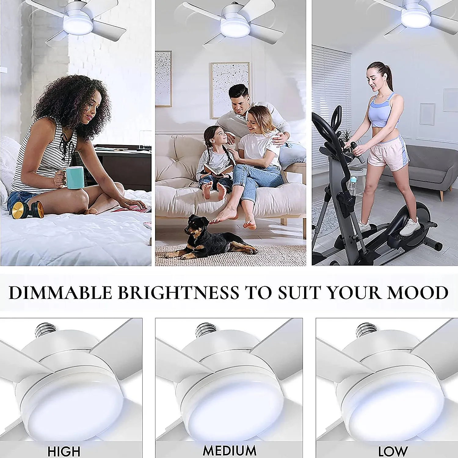 Original Cool LED Socket Fan Light 1000 Lumens 5000K Remote Controlled - Detailed Feature View 5