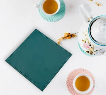 Square Leather Tea Coaster Set – Durable Dining & Coffee Table Decor (4 Pc)