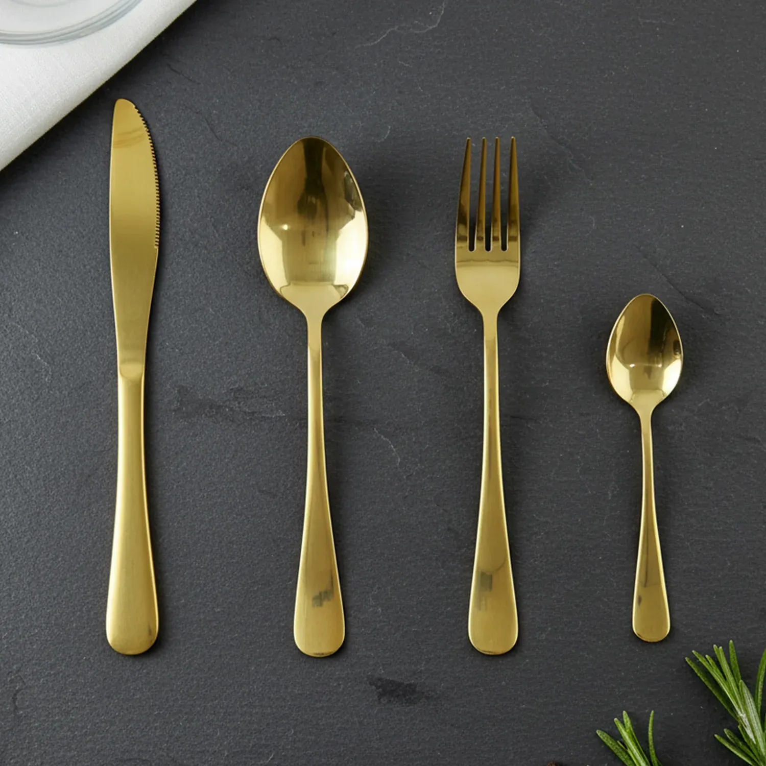 Stainless Steel Golden Cutlery Set with Pineapple Storage Stand (24 Pc Set) - Detailed Feature View 5