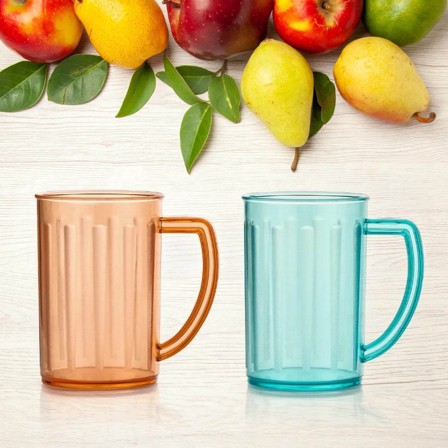 Stylish Juice Glass With Handle, Water Glass, Beer Glass, Milk Shake Glass, Multipurpose Glass Plastic Beer Mug, Unbreakable Beer Tasting Glasses, Clear Juice Glasses Suitable for Kids (2 pc) - Detailed Feature View 5