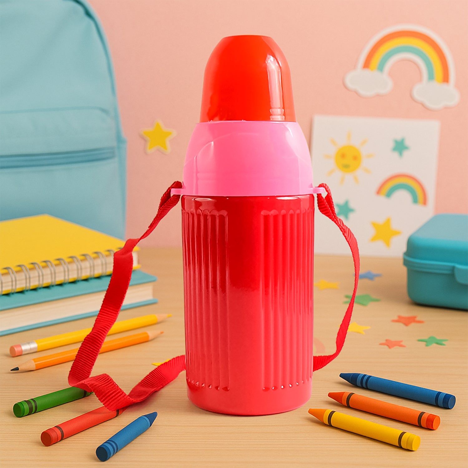 500ml Insulated Sports Water Bottle with Dori & Straw: Leakproof, BPA-Free, Kids - Detailed Feature View 1